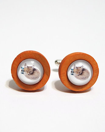 Lisek - drewniane spinki do mankietów, red, yenoo