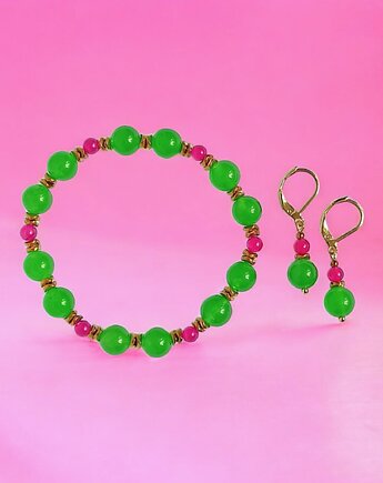 RAZEM TANIEJ! summer collection : bransoletka i kolczyki : jadeit III, kaktusia