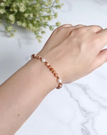 Bransoletka : perły, jaspis, hematyt, kaktusia