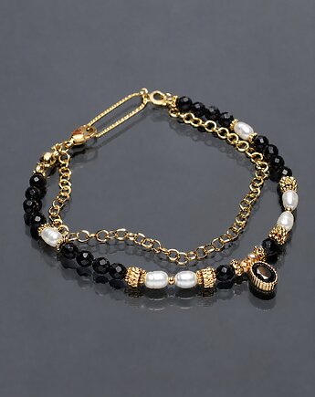 Onyx and pearls /27.11.25/ bransoletka - Szlachetna kolekcja, KiKa pracownia