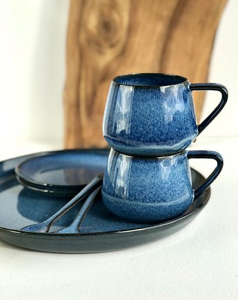 Patera ceramiczna / filiżanka niebieska 2 szt / zestaw dla dwojga, Ceramika Tyka