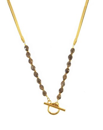 Naszyjnik płaska Żmijka z brązowym Labradorytem, Kulka Bransoletki