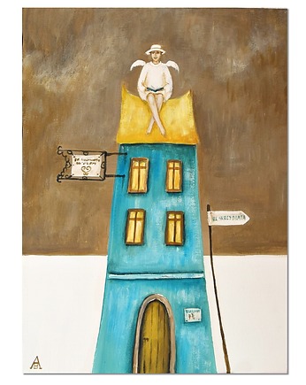 Anioł Dachowiec IV obraz ręcznie malowany anioł stróż, Galeriai