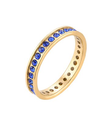 Złota obrączka z szafirowymi kryształami Preciosa, OKAZJE - Prezenty na 18 dla koleżanki