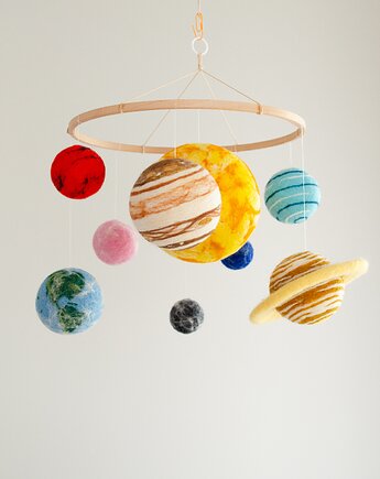 Karuzela kosmiczna z planetami - mobil edukacyjny Montessori i dekoracja pokoju, Fetroll