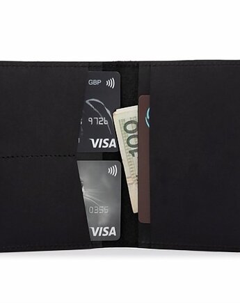 Portfel męski Slim Wallet na dokumenty i kary czarny ZC02B, Belveder