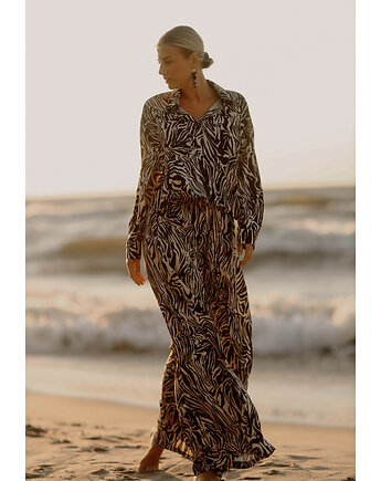 CS - Spodnie na gumkę SAFARI czarno beżowa zebra ., CS