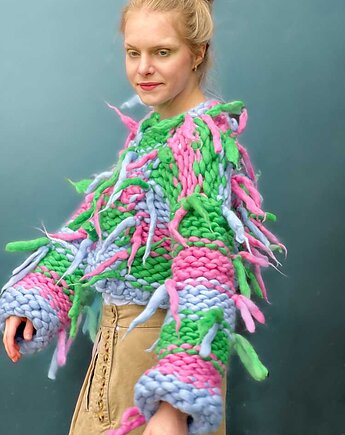 100% Merino sweter na drutach, PANAPUFA