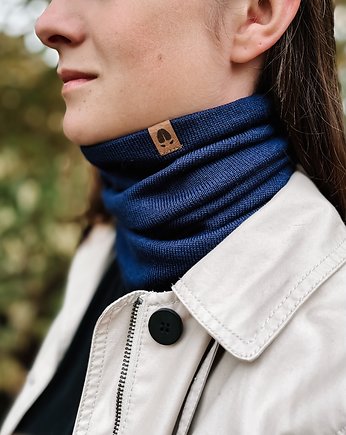 KOMIN- wełniany komin z wełny merino- granatowy, KOPYTO