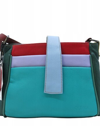 Torebka damska klasyczna skórzana pojemna kieszenie kolorowa pasek OLIVKA, Olivka Warsaw