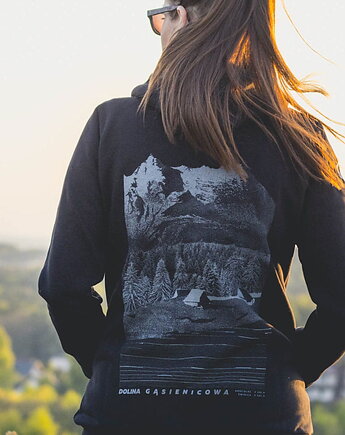 Bluza damska z kapturem rozpinana TATRY/DOLINA GĄSIENICOWA czarna, Szwendam sie
