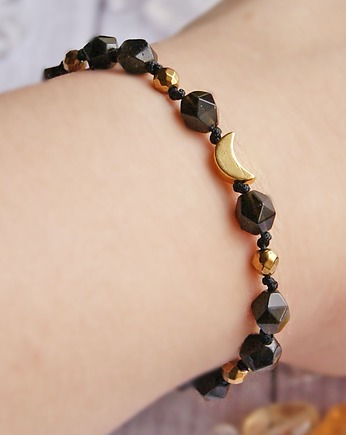 Amulet OCHRONA : obsydian złoty, kaktusia