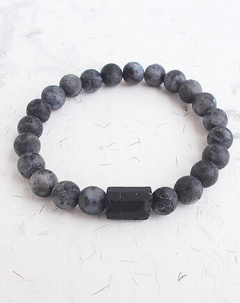 Turmalin i larvikit 8 mm Bransoletka, galeria nuit