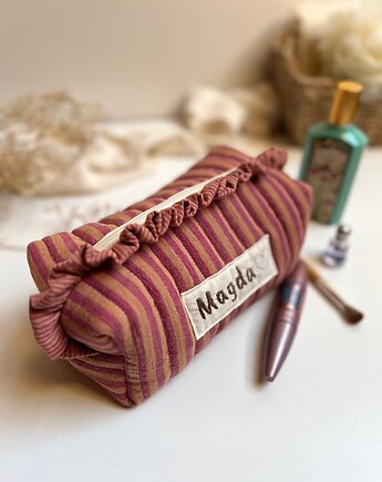 Personalizowana kosmetyczka z falbanką, organizer na kosmetyki, Gucia Design