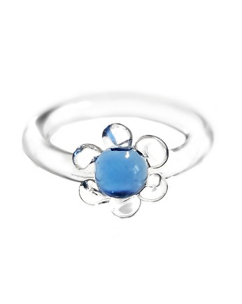 Szklany pierścionek niebieski kwiat "Sweets", Joanna Muzyka Studio