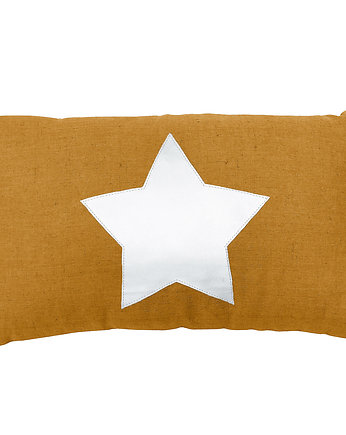 MUSZTARDowa poduszka BOHO ze srebrną gwiazdką, Nukko Design