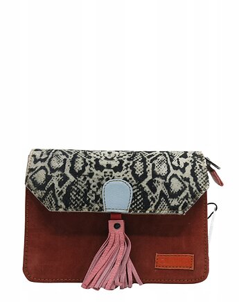 Torebka zamszowa, elegancka, skórzana, zamsz, ozdobny chwost eko OLIVKA, Olivka Warsaw