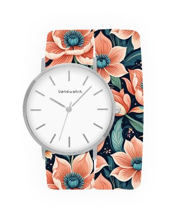 Zegarek damski wiązany - Coral Garden - Tarcza Srebrna, Bandwatch