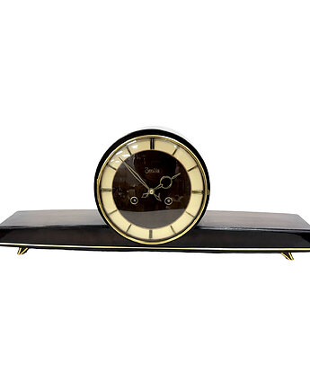 Zegar Kominkowy Zentra Czarno-Złoty Mechanizm z Biciem Niemcy Lata 50. XX w., Good Old Things