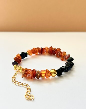 Bransoletka z bursztynem i obsydianem Amber Noir Agrafka Studio, Agrafka studio