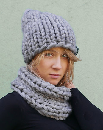 Czapka Beanie 100% organiczna wełna merino, PANAPUFA