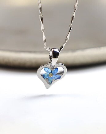 Delikatne srebrne serduszko z Niezapominajką, Lovely Jewellery