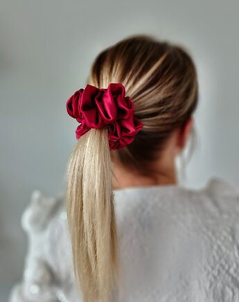 Gumka jedwabna, scrunchie, frotka burgundy rose MAXI, Capillum