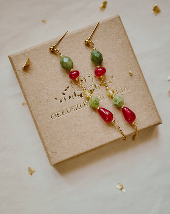 Kolczyki Talayla, jadeit i cyrkonie, Okruszek Biżuteria