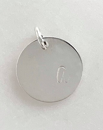 Personalizowana zawieszka z literką blaszka 12 mm srebro 925, ATdiament