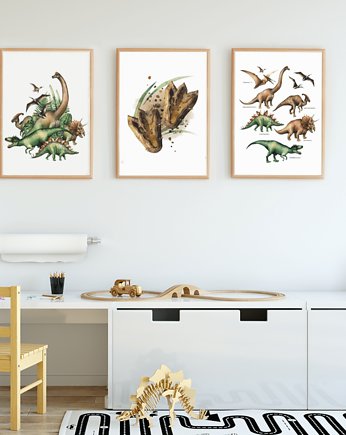 Plakaty do pokoju chłopca Dinozaury, Wallie Studio Dekoracji