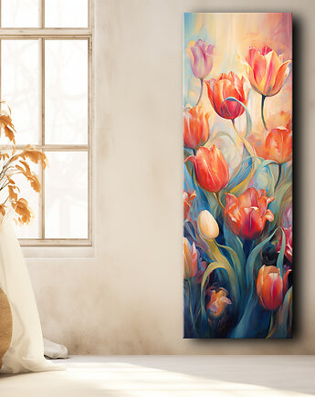 Tulipany - Plakat - Olej, Boho, Abstrakcja, Black Sapphire Art