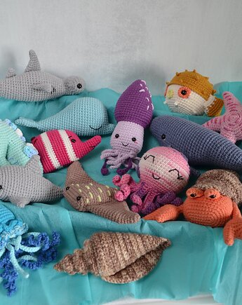 Duży zestaw (14 szt) morskich zwierząt, Gra edukacyjna dla dzieci, EcoToysByNastya