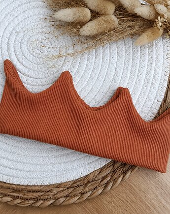 Opaska korona z prążkowanej bawełny - brązowy, Moni Made of Natural Individuality