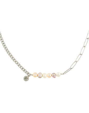 Baby Bestseller! Naszyjnik z trójkolorowymi Perłami Srebrna stal szlachetna, Kulka Bransoletki