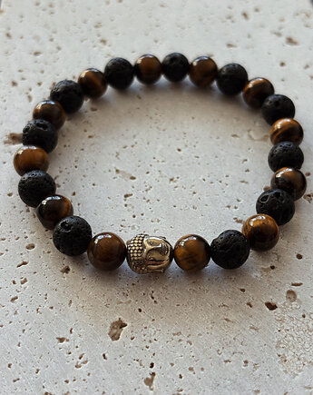 Bransoletka męska  Tygrysie Oko Budda, Chmolowska Jewellery