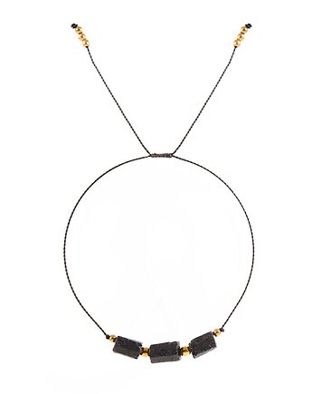 Bransoletka na jedwabnej nici z mini surową bryłą - Wersja Pozłacana, Kulka Bransoletki