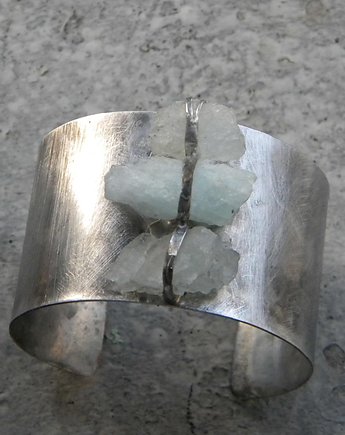 (zamówienie) Surowe akwamaryny    - BRANSOLETA MANKIET - CUFF, Beata Trotter