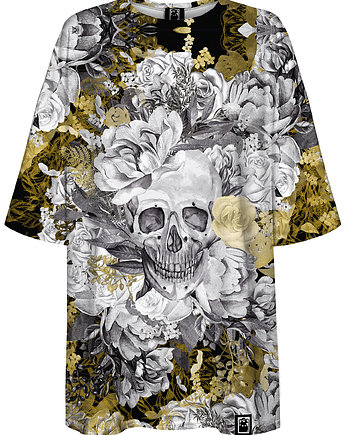 DR.CROW T-shirt Damski Oversize Skull in Flower, DrCrow