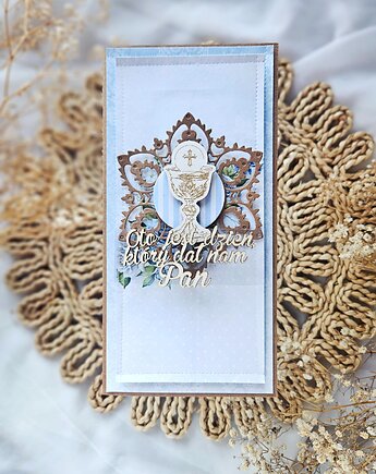 Kartka komunijna z kielichem, papierololo