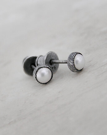 Kolczyki z białą perłą, srebro, Pastelove Jewelry