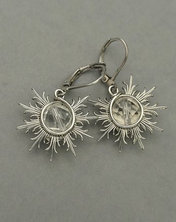 Kolczyki słońce kryształ górski wire wrapping słoneczka, Agata Rozanska