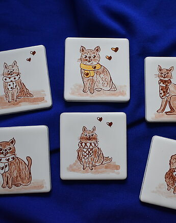 Podkładki pod kubki kafelki koty, Kobaltowa Sroka