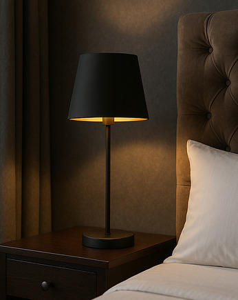 Czarna lampka nocna do sypialni w stylu glamour SIENA GOLD, LYSNE