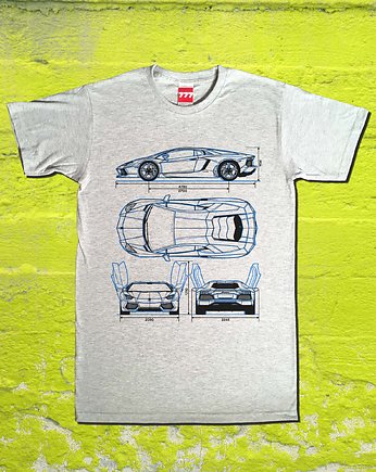 koszulka LAMBORGHINI AVENTADOR blue GRAY tshirt, 777 Tshirts