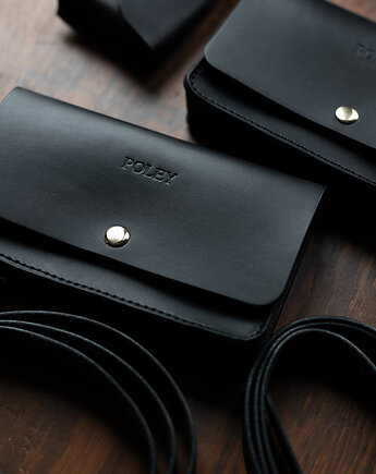 Skórzana nerka basic - kolor czarny, Poley
