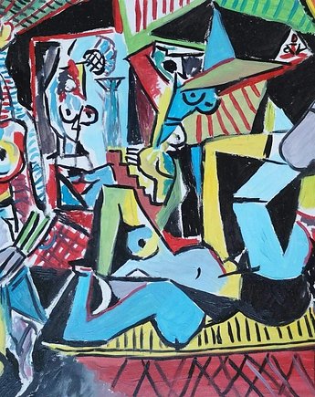 Kolorowy obraz  olejny do salonu Pablo Picasso kobiety Algieru