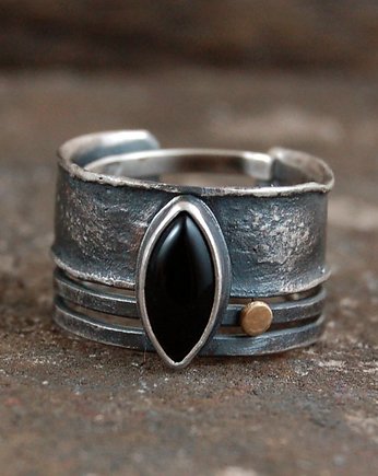 Pierścionek Onyks, złoto, mzstudio