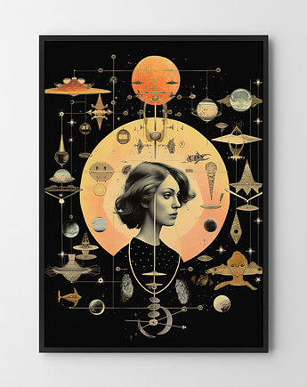 Plakat Dziewczyna kolaż astrologia, HOG STUDIO