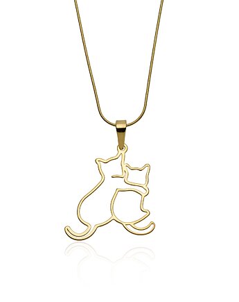 Naszyjnik srebro pozłacane - DWA KOTKI, KOTY, KOTECZKI, Ade Art