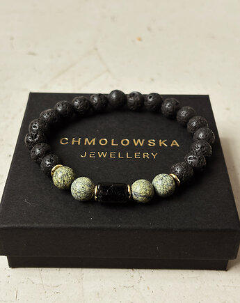 Bransoletka  męska Serpentynit i Turmalin, Chmolowska Jewellery